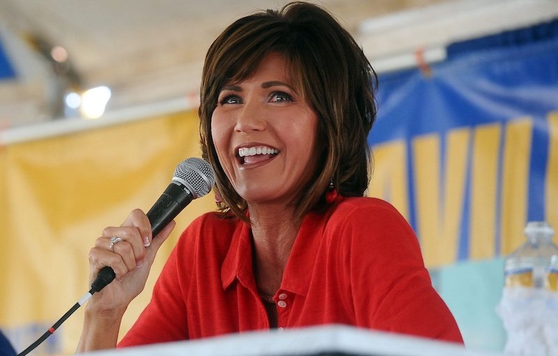 Kristi Noem with a mic